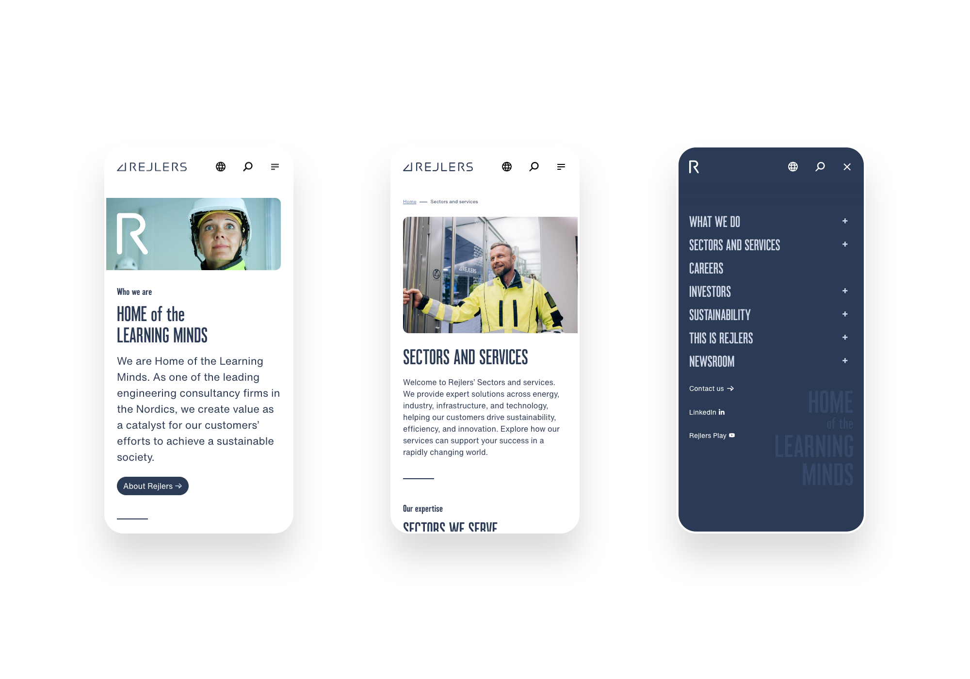 Rejlers website mobile view